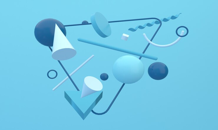 3D-weergave van kleurrijke geometrische vormen