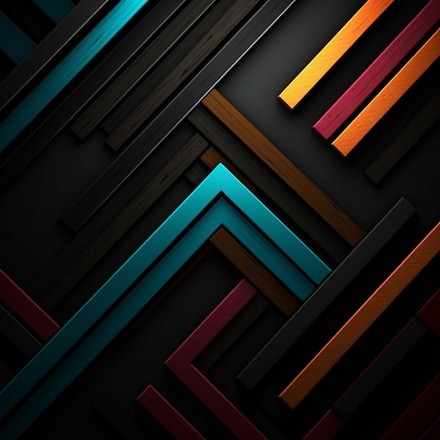 3D-weergave van kleurrijke pijlen op zwarte achtergrond met kopieerruimte