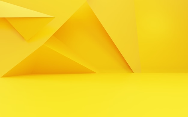 3D-weergave van lege gele gouden abstracte geometrische minimale conceptenachtergrond