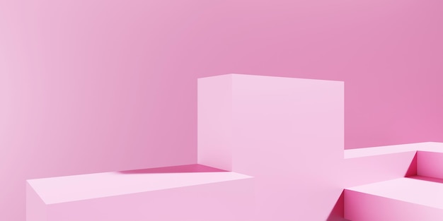 3D-weergave van lege roze podium abstracte geometrische minimale backgroundadvertisingProduct display