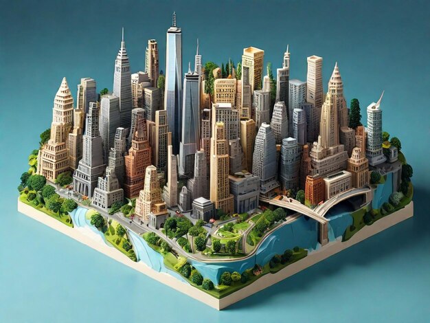 3D-weergave van New York City isometrische miniatuur