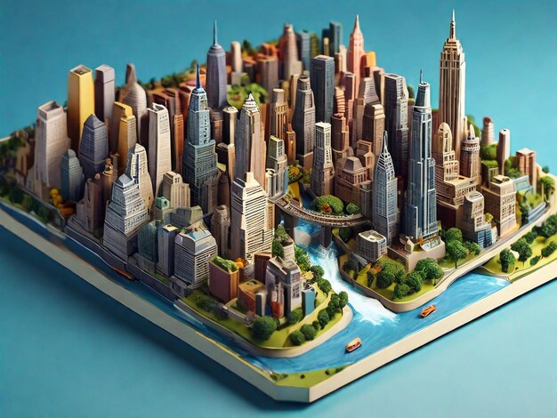 3D-weergave van New York City isometrische miniatuur