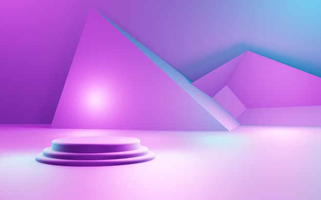 3D-weergave van paarse en blauwe abstracte geometrische achtergrond Advertising Product display