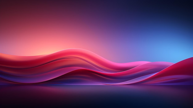Foto 3d-weergave van paarse roze en blauwe golven