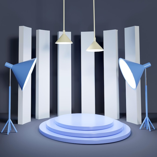 3D-weergave van podiums voor productweergave. Abstracte achtergrond