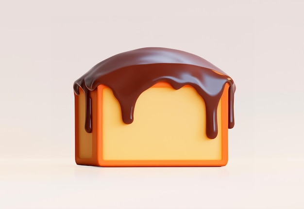 Foto 3d-weergave van pondtaart met chocolade
