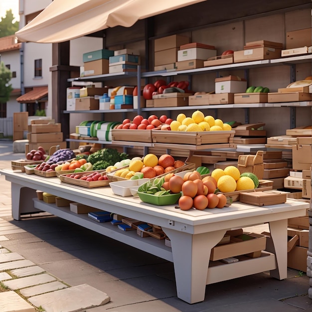 3D-weergave van wederverkoop en markt