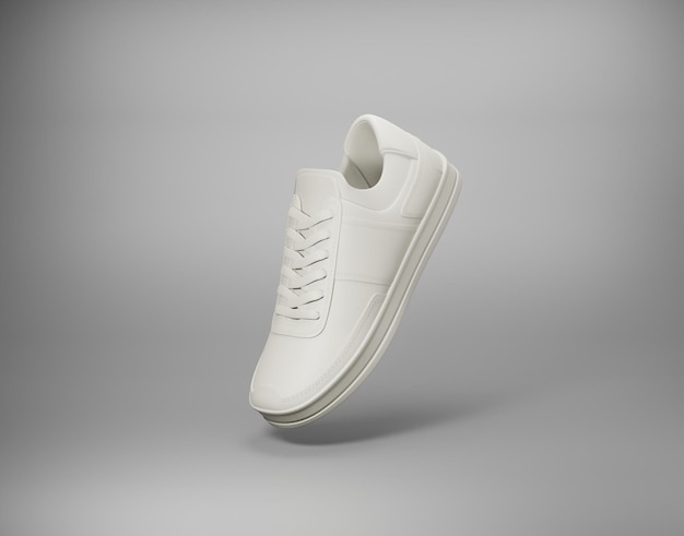 Foto 3d-weergave van witte sneakers op witte achtergrond