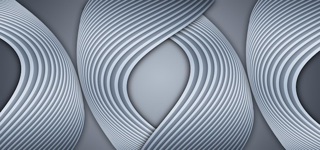 3D-weergave van zilveren gebogen lijnen met hoogwaardige gestructureerde achtergrond