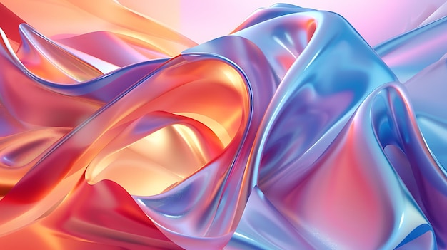 3D-weergave Zachte en gladde kleurrijke gradiëntgolven Abstracte golvende kleurrijke achtergrond