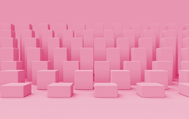3D-weergave Zoete de staafstapel van de de kubusdoos van de pastelkleur roze kleur op de achtergrond van het vloerontwerp.