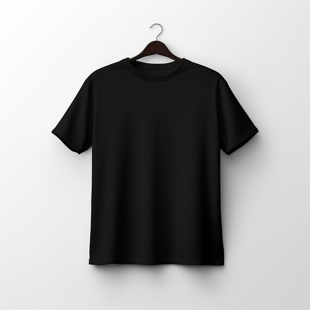 3D weergegeven eenvoudig zwart T-shirt op witte achtergrond