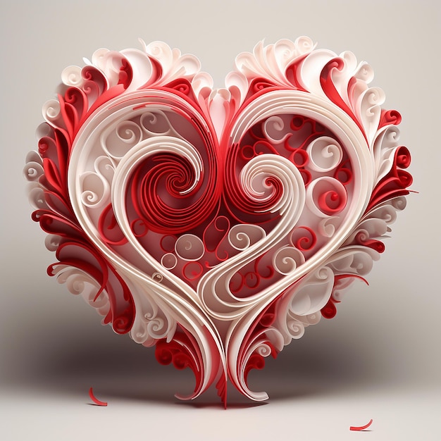 3D weergegeven Liefde geschreven in up-to-date typografie met onopvallende hart aanvullingen