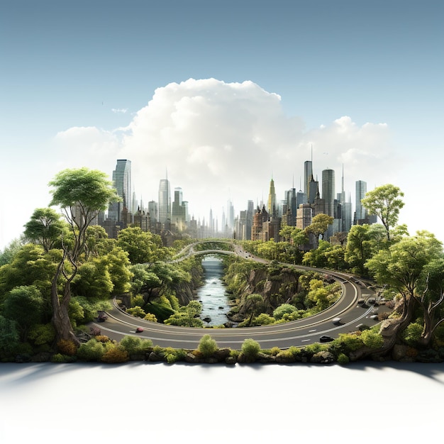 3D-wegillustratie jungle met modderweg