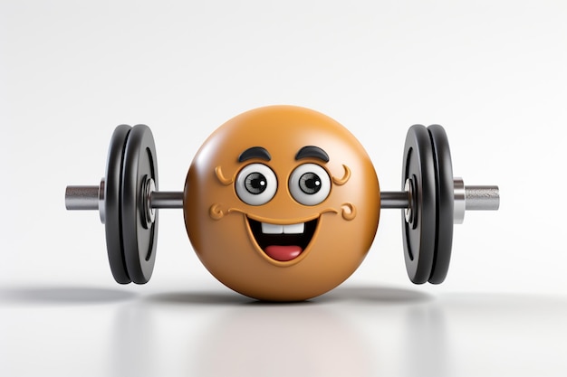 Photo 3d weightlifting emoji on white backdrop