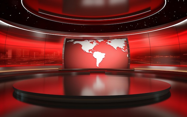 3D Wereldnieuws Achtergrond Digitale wereld nieuwsberichten Studio Achtergrond