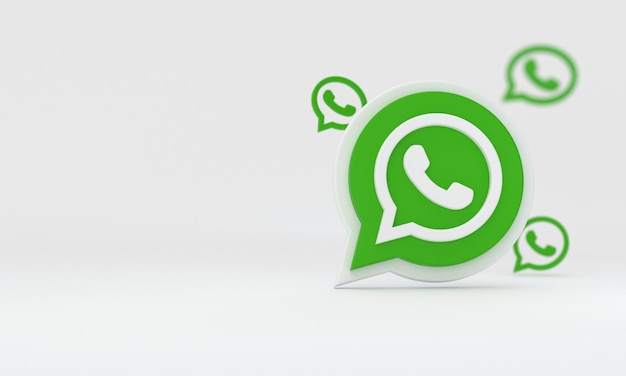 Photo 3d whatsapp icon on white background