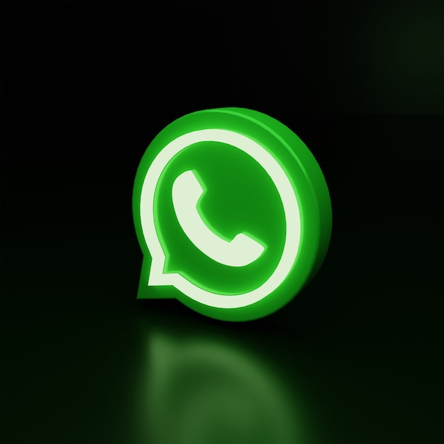 3d whatsapp logo icon glow high quality render