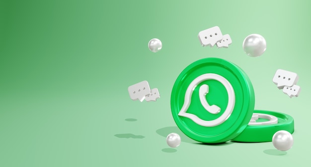 3D Whatswpp Social Media Logo with Coin Model and Chat Icon