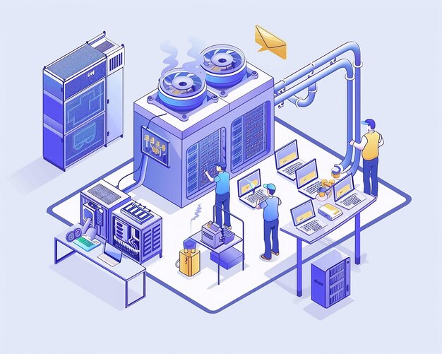 3D where house Manufacturing Isometric with Modern AI Technology