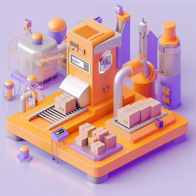 3D where house Manufacturing Isometric with Modern AI Technology