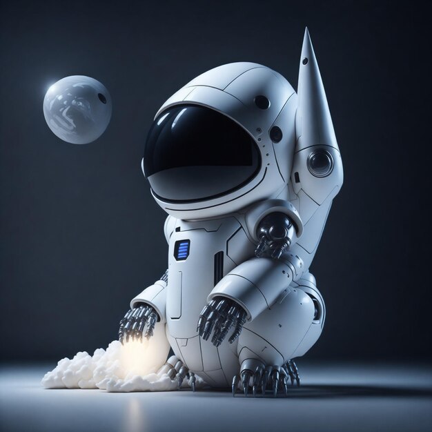 A 3d white Astronaut on space