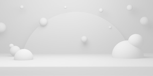 3D white background. Winter snow. Minimal stage mockup.