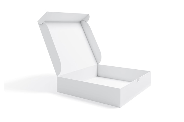 3d white blank product box on white background