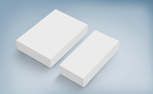 파란색 배경에 3D 백색 상자