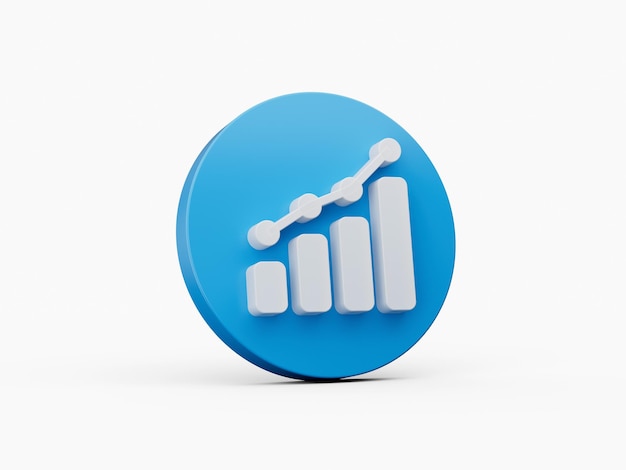 3d White Business Growth Or Finance Progress Statistic Graph Symbol With Blue Icon 3d illustration