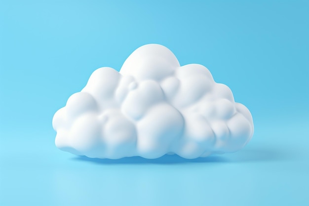 3D White Cloud Isolated on Blue Background