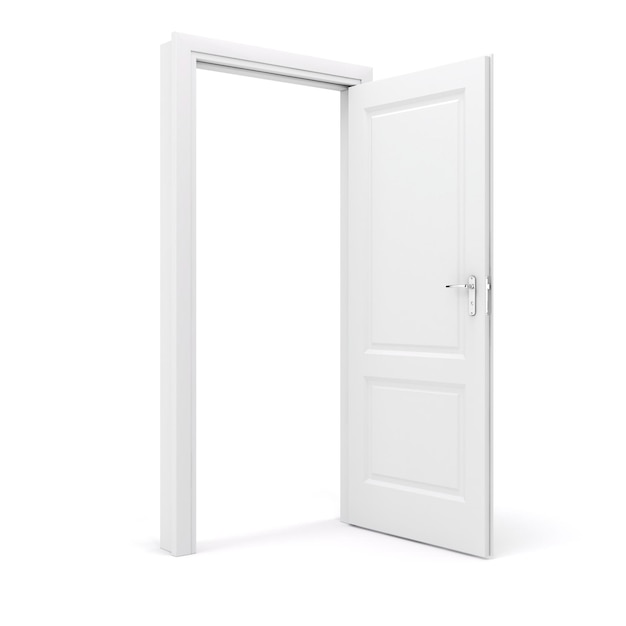 3d white door on white background