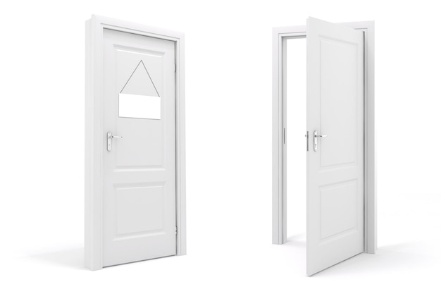 Photo 3d white door on white background