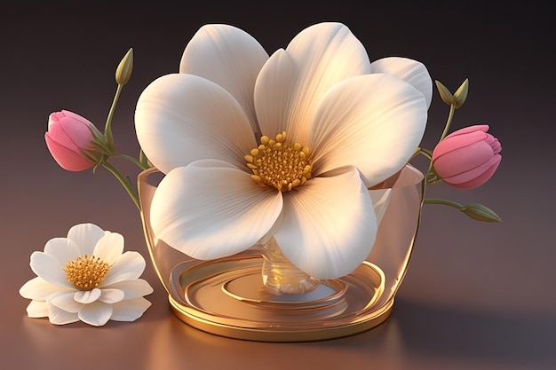 Photo 3d white flower template