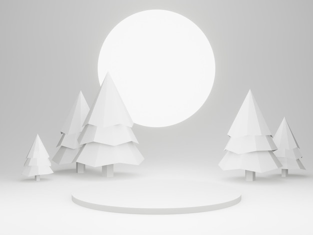 3D white geometric Christmas podium