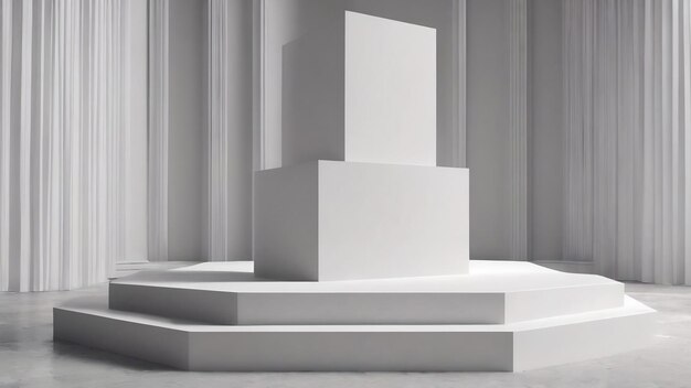 3d white geometric podium