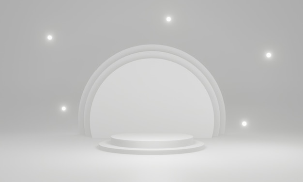 3D White geometric stage mockup