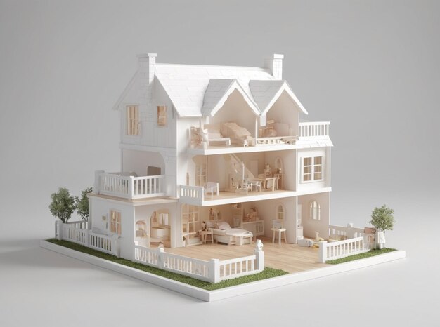 3d white house model