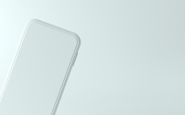 Photo 3d white phone illustration with blank screen