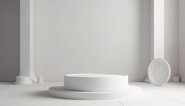A 3D white podium decorated with gold Productive AI