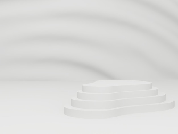 3D white podium with wavy wall background