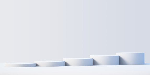 3d白い製品の表彰台は白い背景、3dレンダリングでプレゼンテーションのための背景をモックアップします