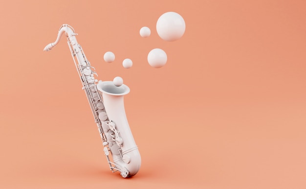 3d White saxophone