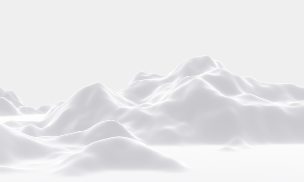 3D white snowy mountain