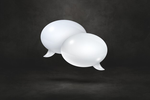 3D white speech bubbles isolated on black background