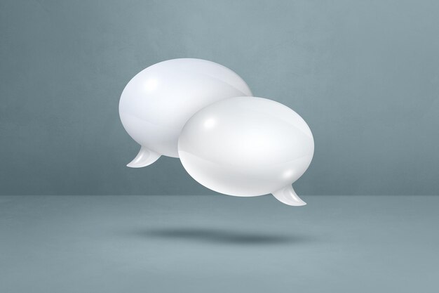 Photo 3d white speech bubbles isolated on grey background