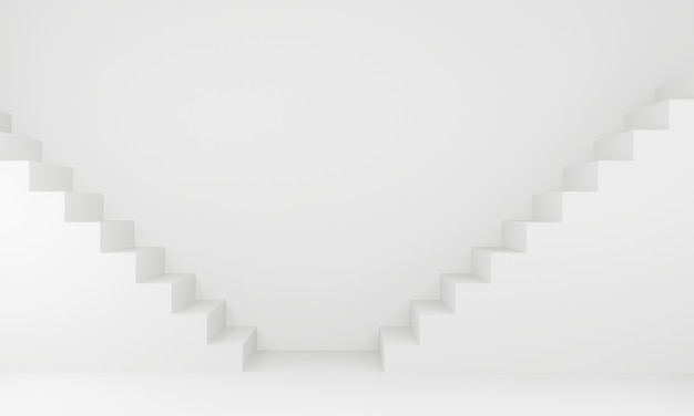 3D White stair. Light and clean geometric Background.