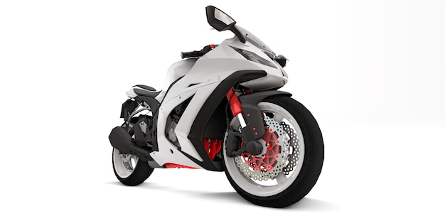 3d white super sports motorbike on white isolated background. 3d illustration.