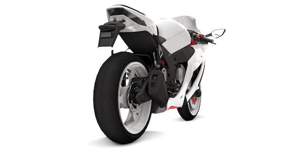 3d white super sports motorbike on white isolated background. 3d illustration.