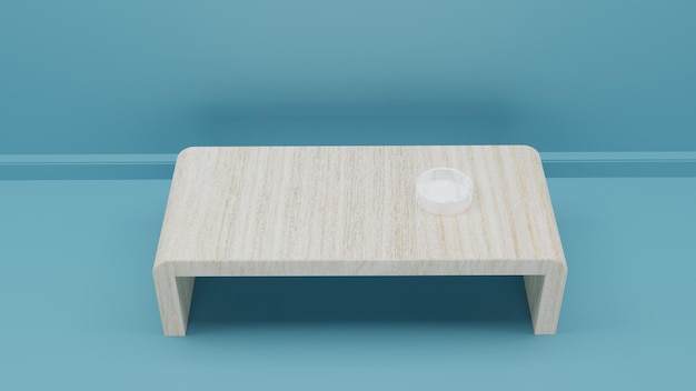 3d white tea table with minimal background